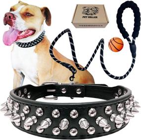 img 4 attached to 🐶 Teemerryca 3-Piece Dog Leash, Collar & Squeak Ball Set with Spiked Collar, Reflective 5 FT Padded Leash Combo – Ideal for Puppy, Small, Medium, Large Dogs