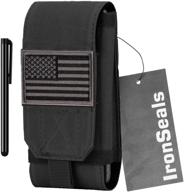 📱 ironseals tactical molle phone cover case with flag patch for iphone 13 pro max/13 pro/13/12 pro max/12 pro/12/11 pro max/xs max/xr/x, samsung s21/s20/s10 - heavy duty loop belt holster pouch, size l logo