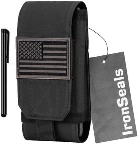 img 4 attached to 📱 IronSeals Tactical Molle Phone Cover Case with Flag Patch for iPhone 13 Pro Max/13 Pro/13/12 Pro Max/12 Pro/12/11 Pro Max/Xs Max/XR/X, Samsung S21/S20/S10 - Heavy Duty Loop Belt Holster Pouch, Size L