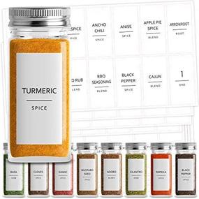 img 4 attached to 140 Minimalist Spice Labels Set by Talented Kitchen. Black Print on White Matte Backing, Water-Resistant. Vinyl Spice Jar Organization Storage. Spice Rack Organization System with 140 Fine Line Spice Labels.