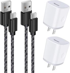 img 4 attached to 🔌 Fast Charging Cube and Cable Bundle for Samsung Galaxy S11 S21 Ultra S20 S10e S9 S8 Note 8 9, LG, Moto – USB A to Type C Cable 3Ft with 2Pack USB Wall Charger Brick Travel Plug