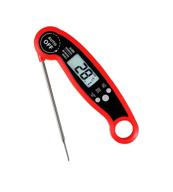 waterproof ultra fast digital meat thermometer with backlight, calibration - ideal for kitchen, outdoor cooking, bbq, and grill! (red) логотип