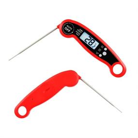 img 3 attached to Waterproof Ultra Fast Digital Meat Thermometer with Backlight, Calibration - Ideal for Kitchen, Outdoor Cooking, BBQ, and Grill! (Red)