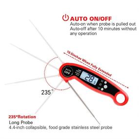 img 2 attached to Waterproof Ultra Fast Digital Meat Thermometer with Backlight, Calibration - Ideal for Kitchen, Outdoor Cooking, BBQ, and Grill! (Red)