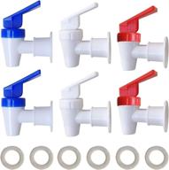 🚰 upgraded replacement coolant faucet - set of 2 white, 2 red, and 2 blue water dispenser taps - durable plastic spigots with internal thread logo