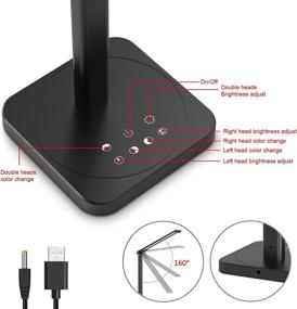 img 3 attached to 🌟 Mostorlit Double Head LED Desk Lamp - Eye-Caring Double Swing Arm Table Lamps with USB Power, 5-Step Dimming, and 5 Color Options - Ideal for Home, Office, Bedroom, Dormitory