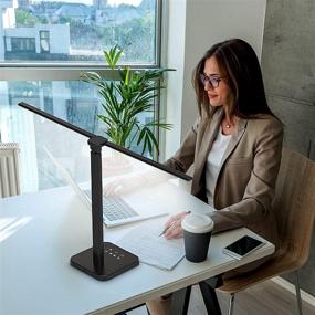 img 1 attached to 🌟 Mostorlit Double Head LED Desk Lamp - Eye-Caring Double Swing Arm Table Lamps with USB Power, 5-Step Dimming, and 5 Color Options - Ideal for Home, Office, Bedroom, Dormitory