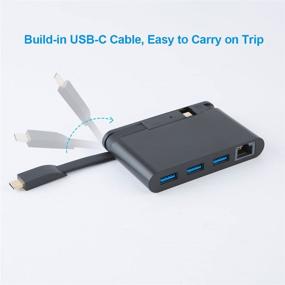 img 1 attached to 🔌 USB C to Ethernet + 3USB 3.0 Hub, CableCreation Thunderbolt 3 Compatible Type-C to RJ45 Wired LAN Adapter, Compatible for MacBook Pro, MacBook Air 2018, Chromebook Pixel, XPS 13/15, Galaxy S20