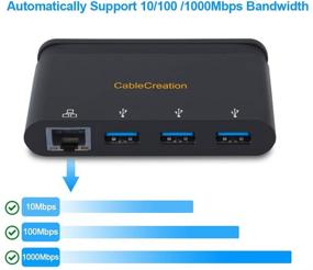 img 2 attached to 🔌 USB C to Ethernet + 3USB 3.0 Hub, CableCreation Thunderbolt 3 Compatible Type-C to RJ45 Wired LAN Adapter, Compatible for MacBook Pro, MacBook Air 2018, Chromebook Pixel, XPS 13/15, Galaxy S20