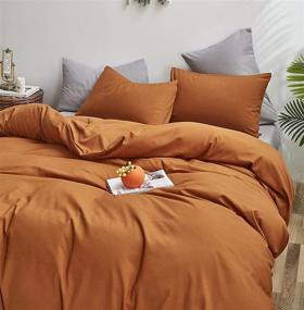 img 1 attached to 🎃 Pumpkin Color Comforter Sets | Burnt Orange Bedding Queen Size | Modern Dark Cotton Quilts | Terracotta Color Comforter Women Girls Dorm Quilt | Luxury Pumpkin Comforter