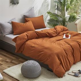 img 2 attached to 🎃 Pumpkin Color Comforter Sets | Burnt Orange Bedding Queen Size | Modern Dark Cotton Quilts | Terracotta Color Comforter Women Girls Dorm Quilt | Luxury Pumpkin Comforter