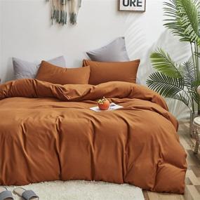 img 3 attached to 🎃 Pumpkin Color Comforter Sets | Burnt Orange Bedding Queen Size | Modern Dark Cotton Quilts | Terracotta Color Comforter Women Girls Dorm Quilt | Luxury Pumpkin Comforter