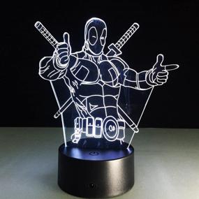 img 2 attached to 🎁 3D Lamp Deadpool Remote Control: The Perfect Gift for Boys! Acrylic Table Night Light - Colorful 7 Color Change. Enhance Your Home Decor with this Furniture Decorative. Must-Have Home Accessories!