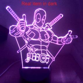 img 1 attached to 🎁 3D Lamp Deadpool Remote Control: The Perfect Gift for Boys! Acrylic Table Night Light - Colorful 7 Color Change. Enhance Your Home Decor with this Furniture Decorative. Must-Have Home Accessories!