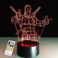 🎁 3d lamp deadpool remote control: the perfect gift for boys! acrylic table night light - colorful 7 color change. enhance your home decor with this furniture decorative. must-have home accessories! логотип