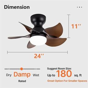 img 1 attached to 🌀 DIDER 24-inch Flush Mount Ceiling Fan with Lights and Remote Control, 5 Blades, Low Profile Ceiling Fan for Indoor and Outdoor Spaces