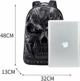 img 1 attached to Leather Skull Backpack Personality Teenagers Backpacks