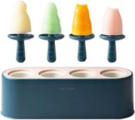 🍦 4-piece silicone popsicle molds – cartoon shape baby popsicle molds – bpa-free & reusable, ideal for making popsicles and ice cream – four colors (blue) logo