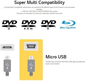 img 1 attached to 🔥 Внешний привод LG BP60NB10 Ultra HD Blu-ray Burner с программным обеспечением CyberLink и USB-кабелем - Записывает диски CD DVD BD DL BDXL - Портативный