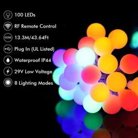 img 3 attached to 🌟 ALOVECO 34ft 100 LED Globe String Lights Plug in: Remote Controlled, Dimmable Modes, UL Listed & Waterproof Decorative Lights for Bedroom, Patio, Garden, Party (Multi Color)