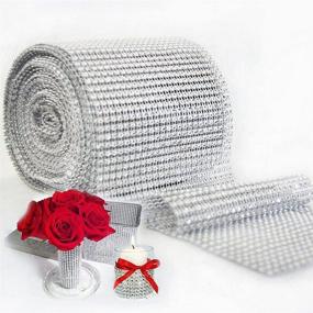 img 2 attached to 💎 Silver Rhinestone Acrylic Crystal Diamond Ribbon - 10 Yards, 24 Rows - Ideal for Wedding Decor, Cake Wrapping, Vase Embellishment, and Party Decorations