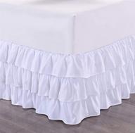 🛏️ tebery white microfiber ruffle bed skirt: easy-fit elastic dust ruffle, 15-inch drop, twin size - wrinkle and fade resistant логотип