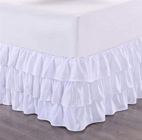 img 4 attached to 🛏️ Tebery White Microfiber Ruffle Bed Skirt: Easy-Fit Elastic Dust Ruffle, 15-Inch Drop, Twin Size - Wrinkle and Fade Resistant