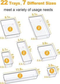img 1 attached to 🧺 SMARTAKE 22-Piece Refrigerator Organizer Bins with Non-Slip Silicone Pads - Clear 7-Size Drawer Organizers for Food, Fruit, Makeup, Jewelries - Ideal for Bedroom Dresser, Office, and Kitchen