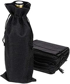 img 1 attached to 12 Black Burlap Wine Bags with Drawstring for Wedding, Party Favors, Christmas & Wine Tasting