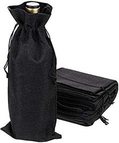 img 2 attached to 12 Black Burlap Wine Bags with Drawstring for Wedding, Party Favors, Christmas & Wine Tasting