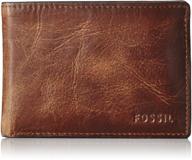 fossil mens bifold wallet brown: 👔 stylish men's accessories for cards, cash, and organization logo