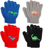 🦖 sunneehome 4 pack kids magic stretch knitted dinosaur winter gloves for boys - ideal toddler children christmas gift logo