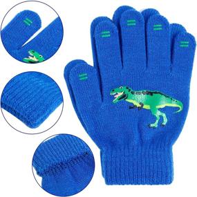 img 2 attached to 🦖 SunneeHome 4 Pack Kids Magic Stretch Knitted Dinosaur Winter Gloves for Boys - Ideal Toddler Children Christmas Gift