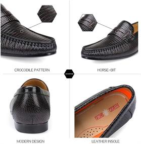 img 2 attached to 🐊 Cowhide Leather Loafers with Crocodile Print: Stylish Men's Shoes