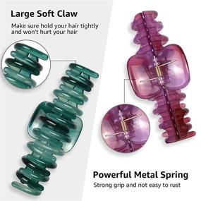 img 1 attached to Fitiefun Big Hair Claw Clips - 4 Inch Nonslip Large Hair Claw Clip for Women and Girls, 6 Color Strong Hold Hair Clips for Thick and Thin Hair