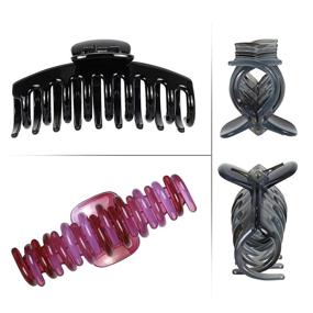 img 3 attached to Fitiefun Big Hair Claw Clips - 4 Inch Nonslip Large Hair Claw Clip for Women and Girls, 6 Color Strong Hold Hair Clips for Thick and Thin Hair