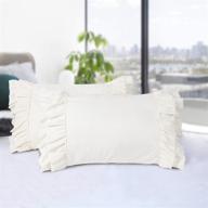 🛌 hig pack of 2 shabby chic ruffle pillow shams, queen size ivory french country style vintage pillowcases with handcrafted ruffle, boho frilly pillow shams for bedroom, microfiber, 20" x 30" (emory) logo