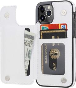 img 3 attached to JOYAKI Wallet Case for iPhone 12 Pro/12 - Slim Protective PU Leather Case with Card Holder and Kickstand - White