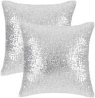 silver sparkling sequin throw pillows - glitzy sequin decor cushion covers for party/christmas, hidden zipper design, 18 inch square (45 cm), pack of 2, silver logo