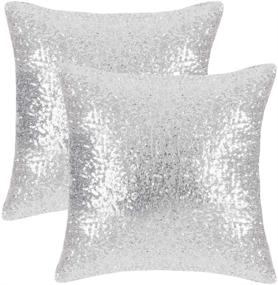 img 4 attached to Silver Sparkling Sequin Throw Pillows - Glitzy Sequin Decor Cushion Covers for Party/Christmas, Hidden Zipper Design, 18 inch Square (45 cm), Pack of 2, Silver