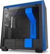 nzxt h700 - atx mid-tower pc gaming case - tempered glass panel - water-cooling ready - black/blue - 2018 version logo