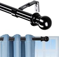 🔒 sturdy adjustable black curtain rods - 48 to 84" stainless steel set, ideal for kitchen, sliding door & bedroom (includes 3 brackets) logo