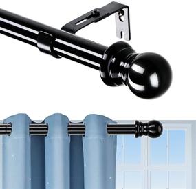 img 4 attached to 🔒 Sturdy Adjustable Black Curtain Rods - 48 to 84" Stainless Steel Set, Ideal for Kitchen, Sliding Door & Bedroom (Includes 3 Brackets)