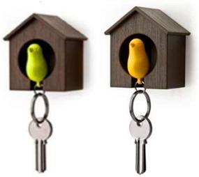 img 1 attached to 🏠 Lover Sparrow House Key Holder Wall Decor, Birdhouse Nest Whistle Key Ring Hook Keychain for Home