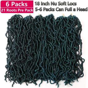 img 3 attached to 👸 Premium 18 Inch Faux Locs Crochet Hair- 6 Packs of Soft Goddess Locs Natural Crochet Braids Hair for Black Women in 1B/DGREEN Color