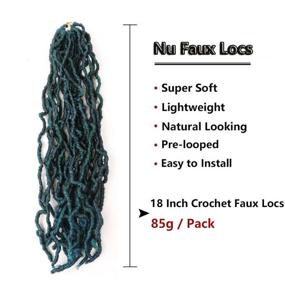 img 2 attached to 👸 Premium 18 Inch Faux Locs Crochet Hair- 6 Packs of Soft Goddess Locs Natural Crochet Braids Hair for Black Women in 1B/DGREEN Color