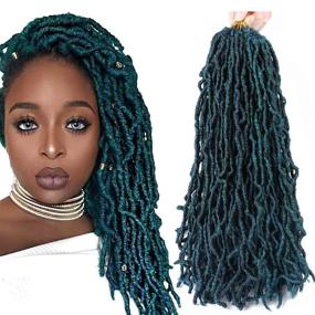 img 4 attached to 👸 Premium 18 Inch Faux Locs Crochet Hair- 6 Packs of Soft Goddess Locs Natural Crochet Braids Hair for Black Women in 1B/DGREEN Color