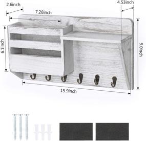 img 1 attached to Wall-Mounted Wooden Mail Sorter Organizer with 6 Key Hooks, Floating 📬 Shelf, and Decorative Key Rack Hangers for Entryway, Storage, Living Room, Hallway, Office