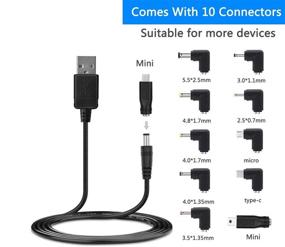 img 3 attached to UXWEN Universal USB to DC 5V Power Cord with 10 Connector Tips (5.5x2.1mm, 5.5x2.5mm, 4.8x1.7mm, 4.0x1.7mm, 4.0x1.35mm, 3.5x1.35mm, 3.0x1.1mm, 2.5x0.7mm, Micro USB, Type-C, Mini USB)