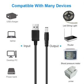 img 1 attached to UXWEN Universal USB to DC 5V Power Cord with 10 Connector Tips (5.5x2.1mm, 5.5x2.5mm, 4.8x1.7mm, 4.0x1.7mm, 4.0x1.35mm, 3.5x1.35mm, 3.0x1.1mm, 2.5x0.7mm, Micro USB, Type-C, Mini USB)